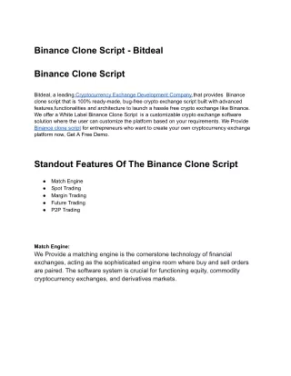 Binance Clone Script