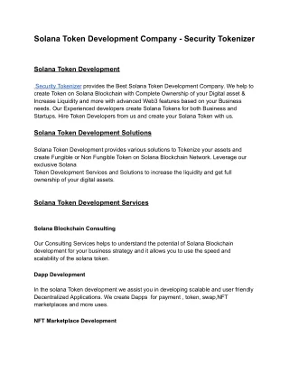 Solana Token Development Company - Security Tokenizer