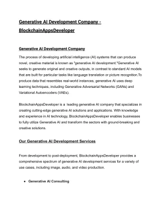 Generative AI Development Company - BlockchainAppsDeveloper