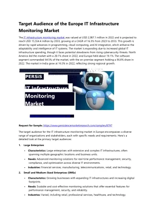 Target Audience of the Europe IT Infrastructure Monitoring Market