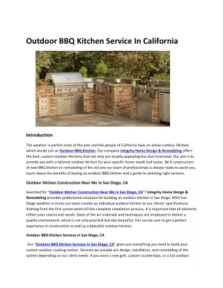 Outdoor BBQ Kitchen Service in California