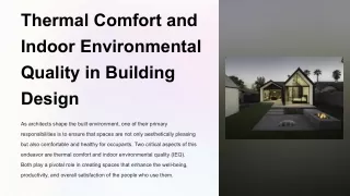 Thermal Comfort and Indoor Environmental Quality in Building Design