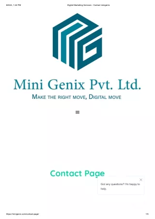 Digital Marketing Services - Contact minigenix