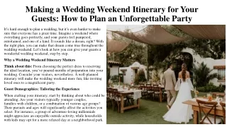 Making a Wedding Weekend Itinerary for Your Guests How to Plan an Unforgettable Party