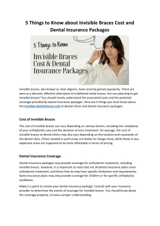 Five Things to Understand About Dental Insurance Plans and the Price