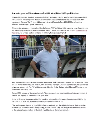 Romania goes to Mircea Lucescu for FIFA World Cup 2026 qualification