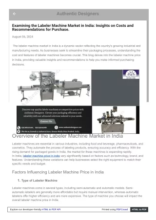 A Review of the Factors Affecting Indian Labeler Machine Prices