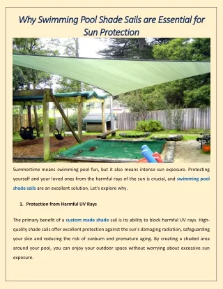 Why Swimming Pool Shade Sails are Essential for Sun Protection