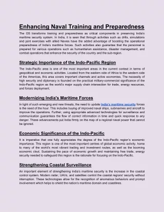 Enhancing Naval Training and Preparedness