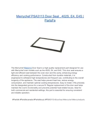 Merrychef PSA3113 Door Seal , 402S, E4, E4S _ PartsFe