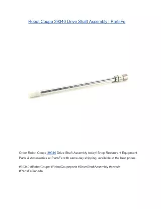 Robot Coupe 39340 Drive Shaft Assembly | PartsFe