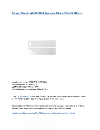 General Electric WX05X12009 Appliance Slides 2 Pack HnKParts