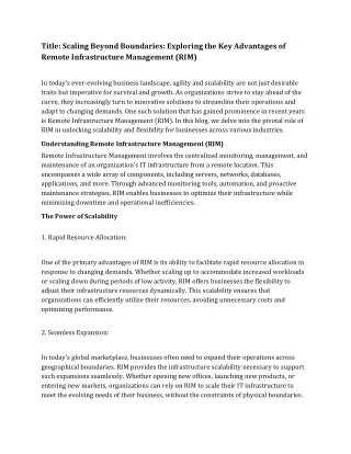 Scaling Beyond Boundaries: Exploring the Key Advantages of Remote Infrastructure