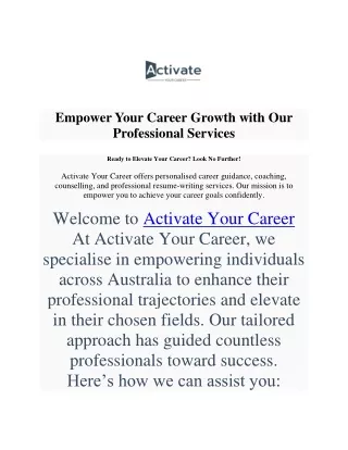 Activate your career