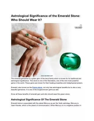 Astrological Significance of the Emerald Stone_ Who Should Wear It