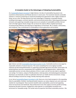 A Complete Guide to the Advantages of Adopting Sustainability