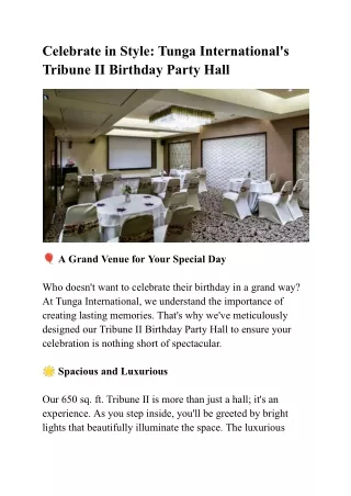Book your birthday party celebration