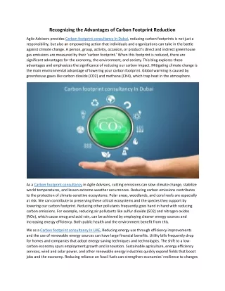 Recognizing the Advantages of Carbon Footprint Reduction