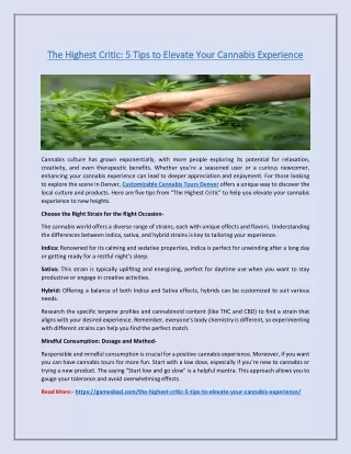 The Highest Critic: 5 Tips to Elevate Your Cannabis Experience