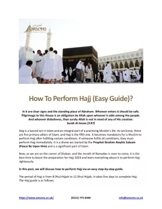 How to Perform Hajj: Easy and Comprehensive Guide | Amsons UK