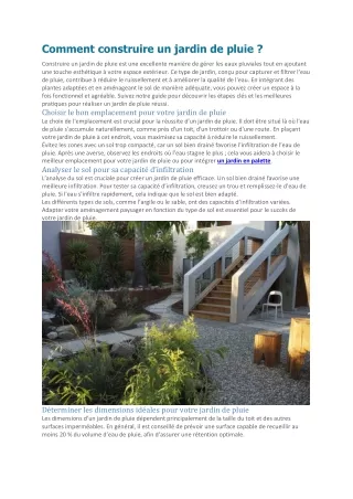 Comment construire un jardin de pluie : guide complet