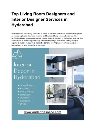Top Living Room Designers and Interior Designer Services in Hyderabad
