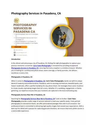 Photography Services in Pasadena, CA