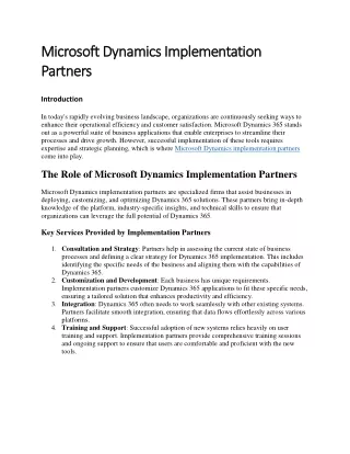 Microsoft Dynamics Implementation Partners