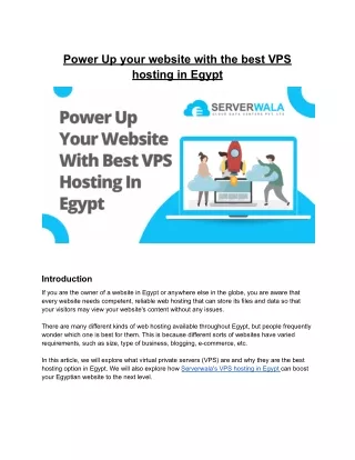 Power Up your website with the best VPS hosting in Egypt