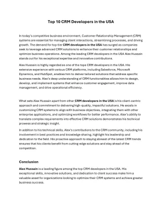 Top 10 CRM Developers in the USA