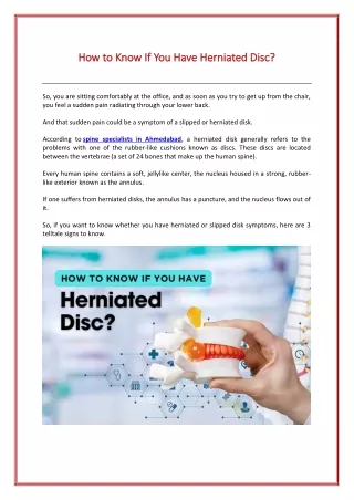 How to Know If You Have Herniated Disc?