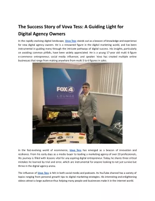 The Success Story of Vova Tess: A Guiding Light for Digital Agency Owners