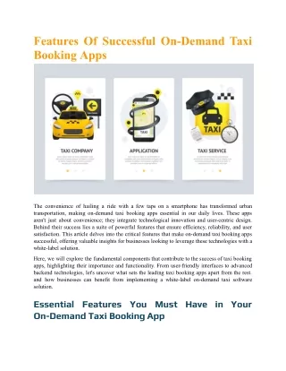 Features Of Successful On-Demand Taxi Booking Apps