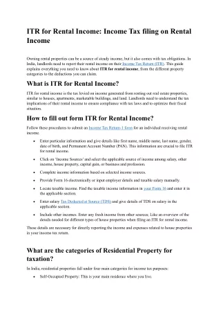ITR for Rental Income