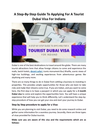A Step-By-Step Guide To Applying For A Tourist Dubai Visa For Indians