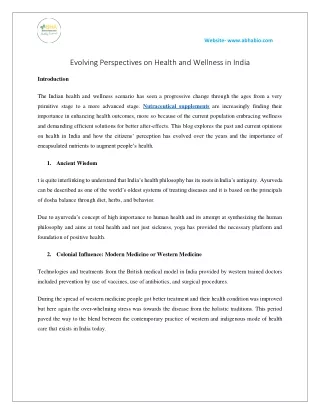 Evolving Perspectives on Health and Wellness in India