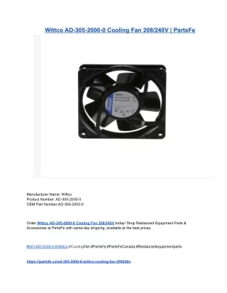 Wittco AD-305-2000-0 Cooling Fan 208_240V _ PartsFe