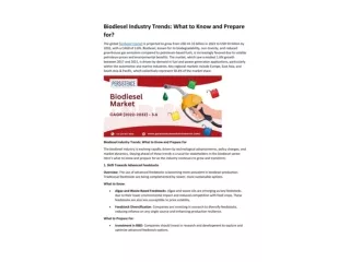 Biodiesel Industry Trends: What to Know and Prepare for?