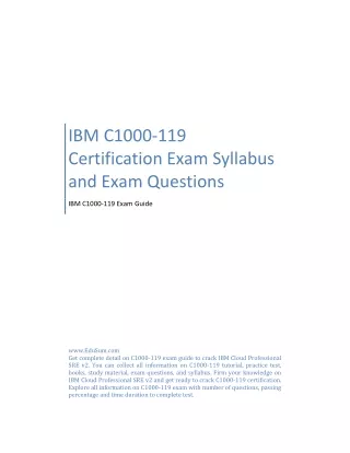IBM C1000-119 Certification Exam Syllabus and Exam Questions