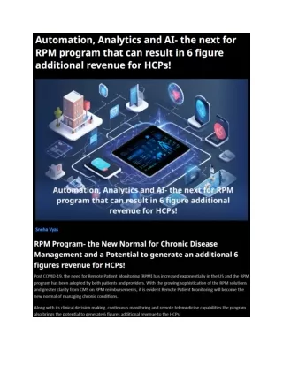 Automation, Analytics and AI- the next for RPM program that can result in 6 figure additional revenue for HCPs!