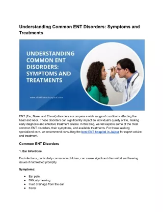 Understanding Common ENT Disorders: Symptoms and Treatments