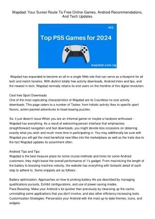 WapdadYourSurestRouteToFreeOnlineGamesAndroidRecommendationsAndTechUpdates