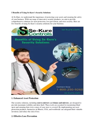 5 Benefits of Using Se kure security solutions