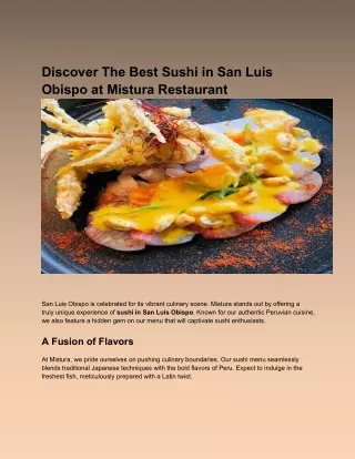 Discover The Best Sushi in San Luis Obispo at Mistura Restaurant