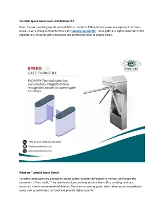 Turnstile Speed Gates Events Exhibitions KSA