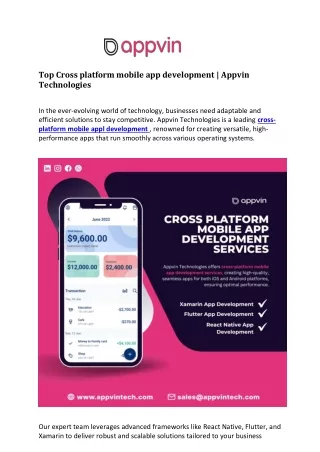 Top Cross platform mobile app development