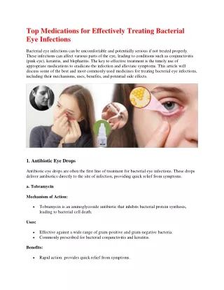 Top Medications for Effectively Treating Bacterial Eye Infections.