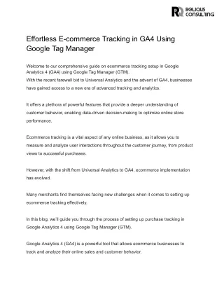 Effortless E-commerce Tracking in GA4 Using Google Tag Manager