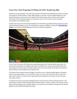 Grass Over Turf Preparing US Pitches for FIFA World Cup 2026
