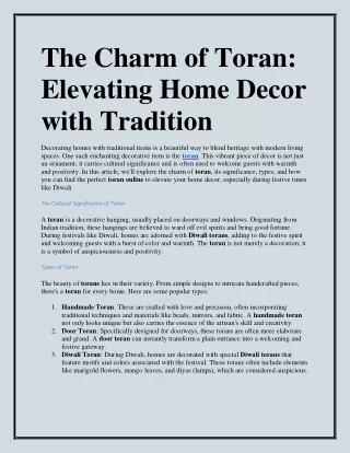 Exquisite Toran Collection | Shop Traditional Decor at Dusaan